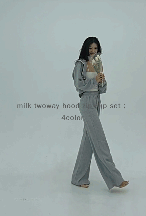 (made) milk twoway hood zip-up set ; 4color